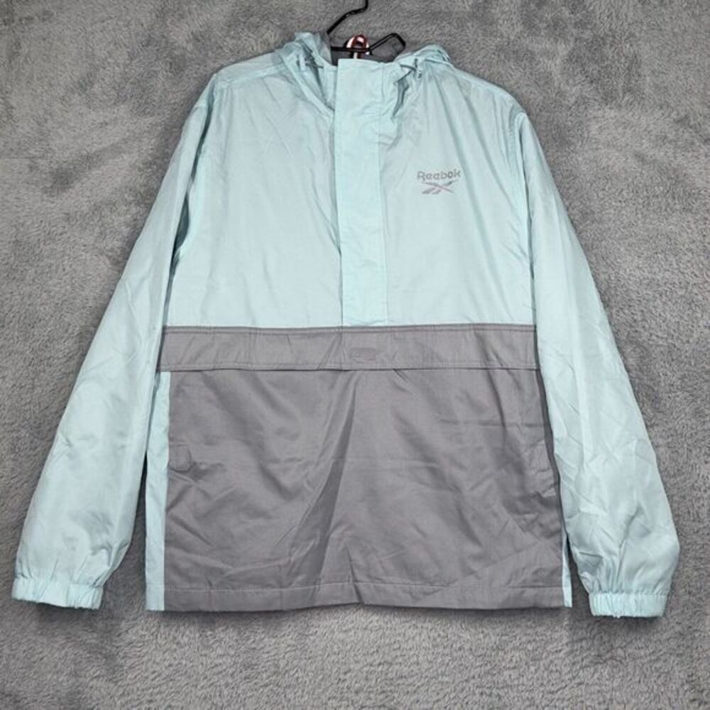 Reebok Windbreaker Rain Jacket‎ Mens XL Aqua gray  Full Zip long sleeve